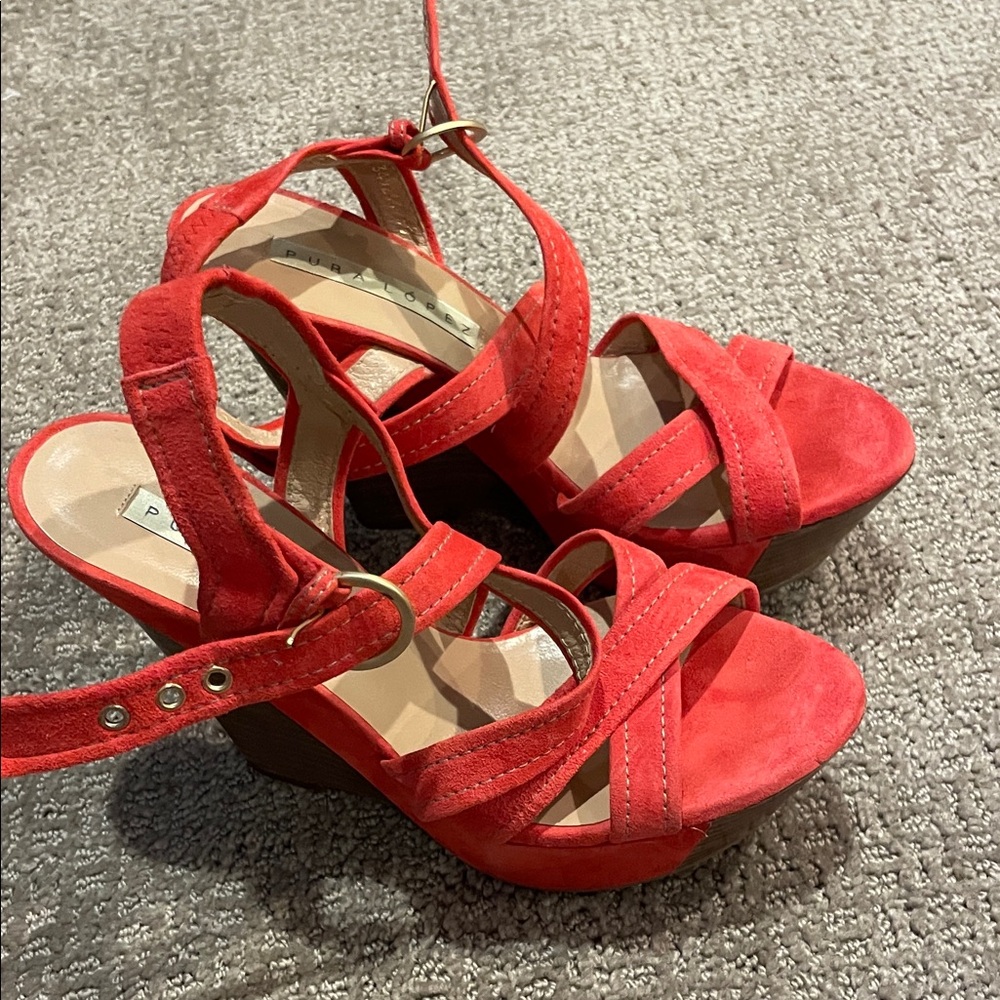 Red Suede Women's Sandals